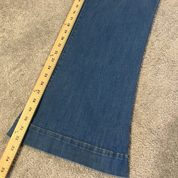 Express Womens Wide Leg Mid Rise Flare Jeans Medium Wash Size 0 1970s Hippie - Picture 14 of 14